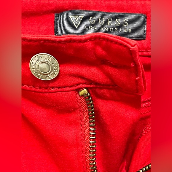 Guess Women's Red Stretchy Ankle Pants Cotton Rayon Size 28 - Picture 7 of 11